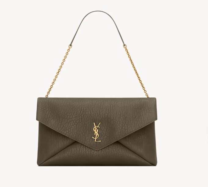 Saint Laurent Light Musk Large Lambskin Cassandre Pouch On Chain