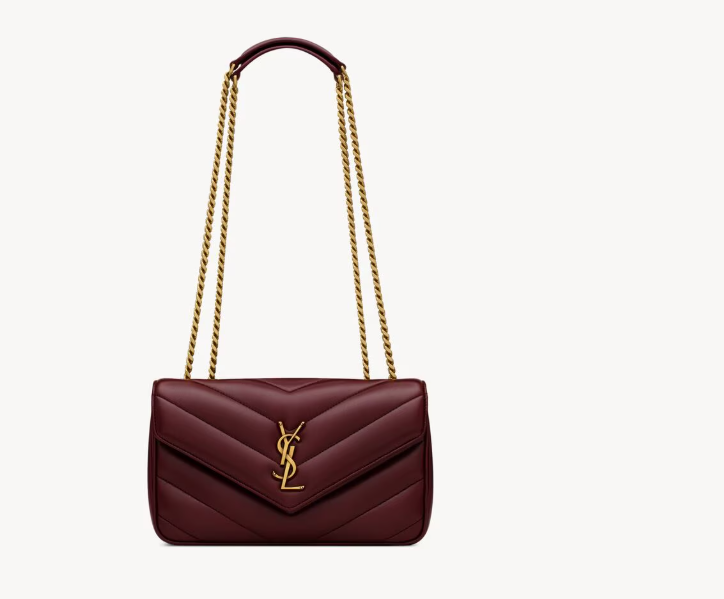 Saint Laurent Rouge Cabernet Loulou Lambskin Small Shoulder Bag