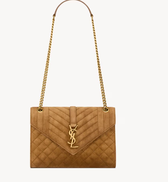 Saint Laurent Caramel Medium Envelope Bag in Suede leather
