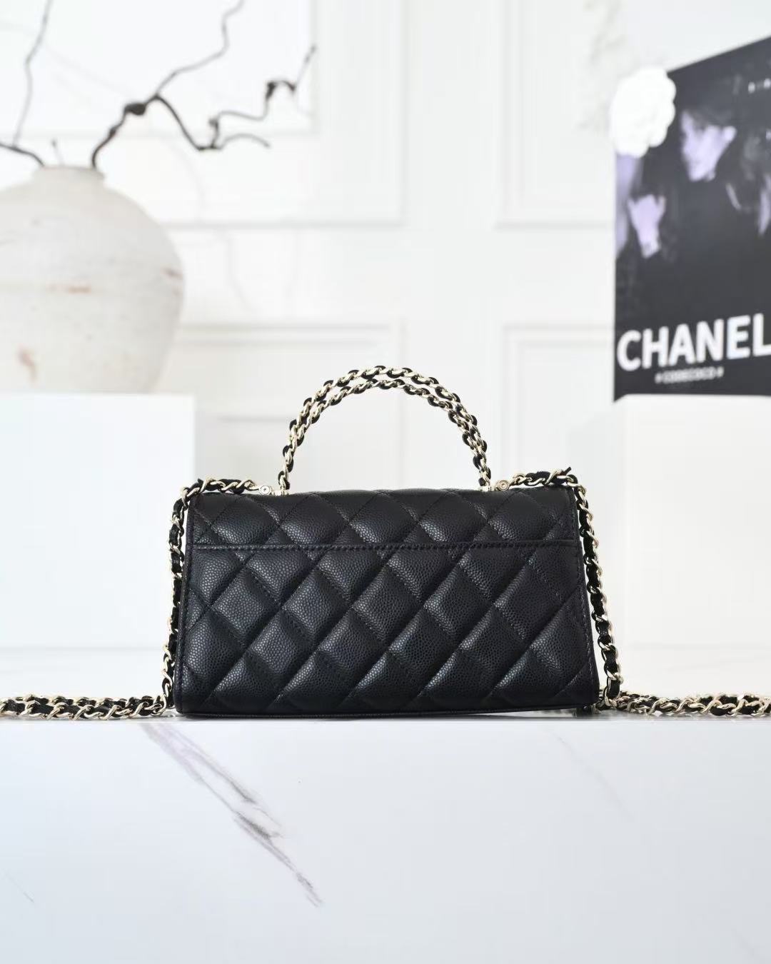 Chanel Mini Kelly 25s Black Gold Handbag