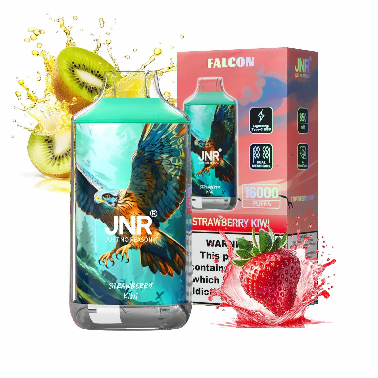 JNR Falcon 16K Rechargeable Disposable Vape – Strawberry Kiwi