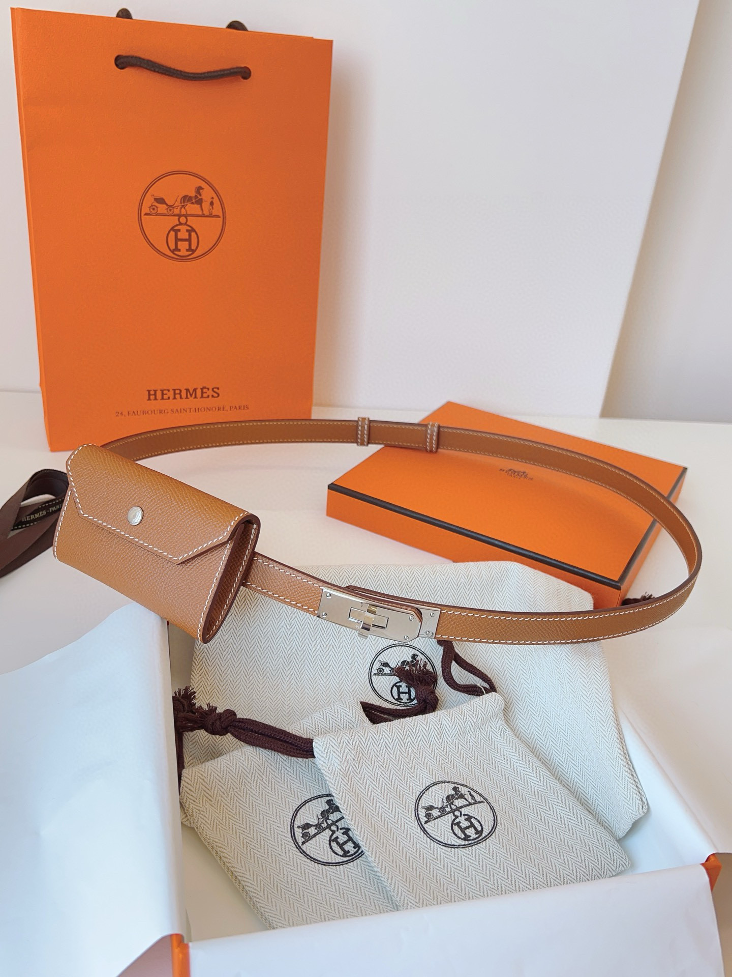 Hermes Kelly Pocket Leather Belt 18mm