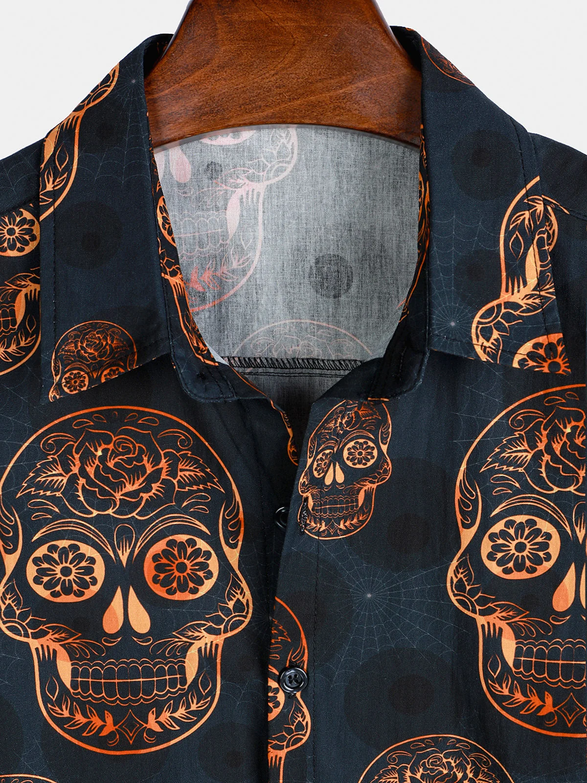 Men's Skull Print Hawaiian Short Sleeve Shirt
