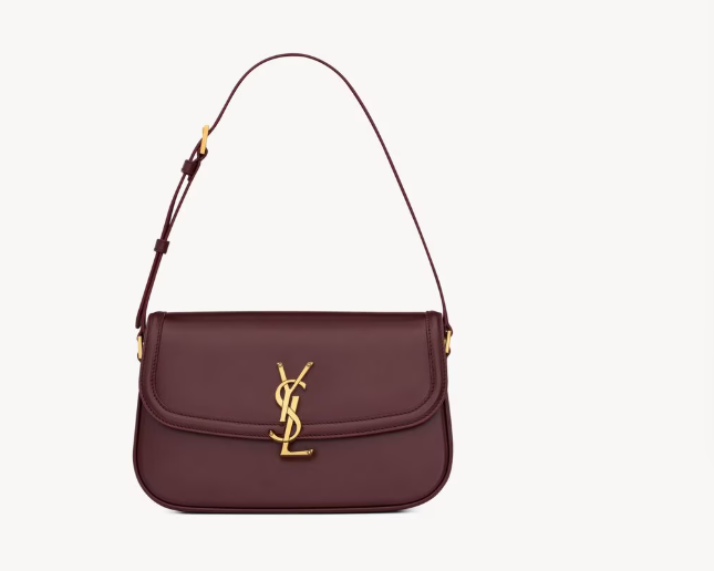 Saint Laurent Rouge Cabernet Solferino Small Bag in Smooth leather