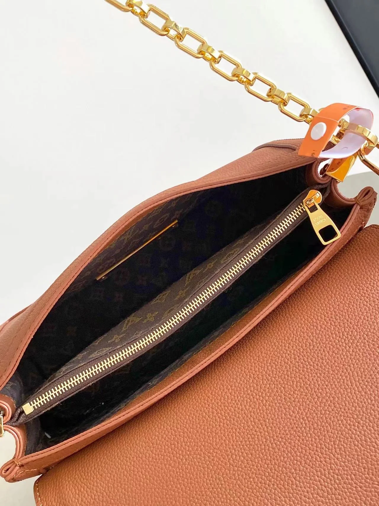 Louis Vuitton LV DAUPHINE SOFT MM 24 IN COGNAC CALFSKIN GOLD HARDWARE