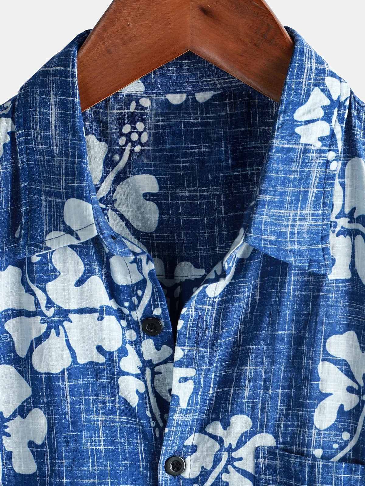 Men's Blue Tropical Hawaiian Button-Up Short Sleeve Shirt