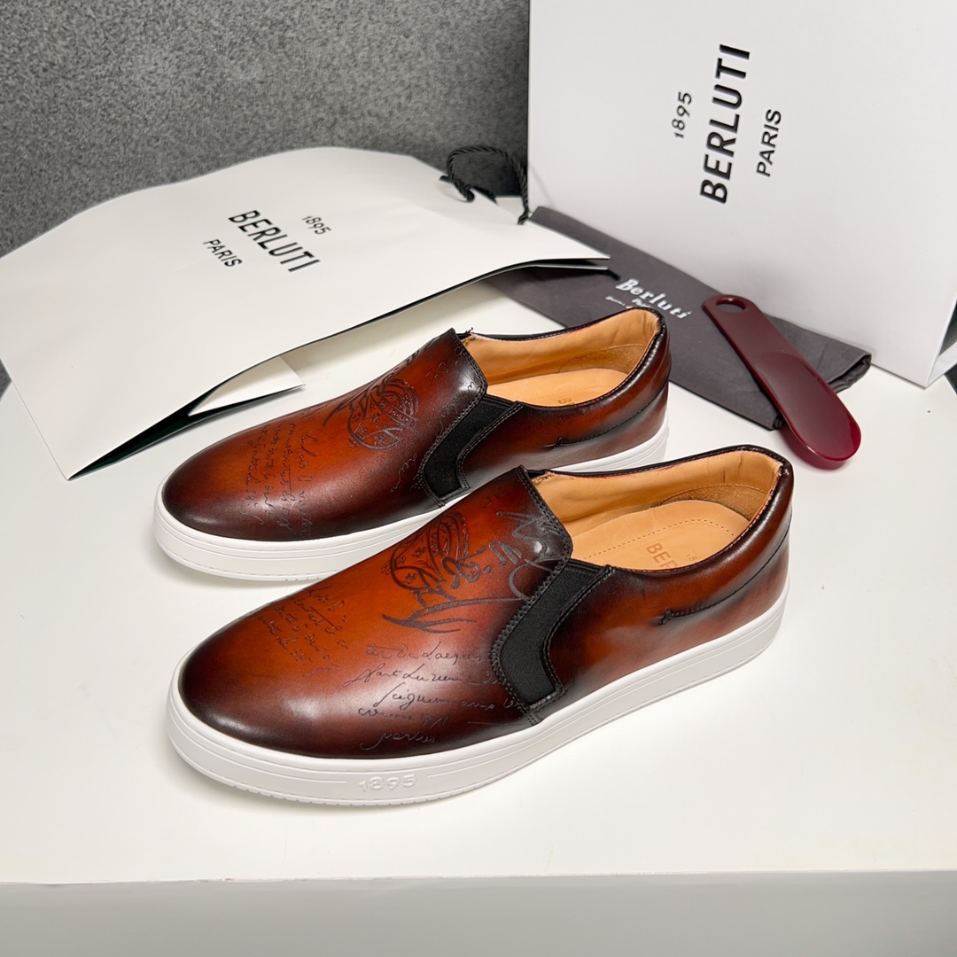 Berluti Men's Leather Sneakers in Brown