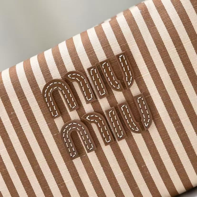 Miu Miu new striped brown canvas box bag