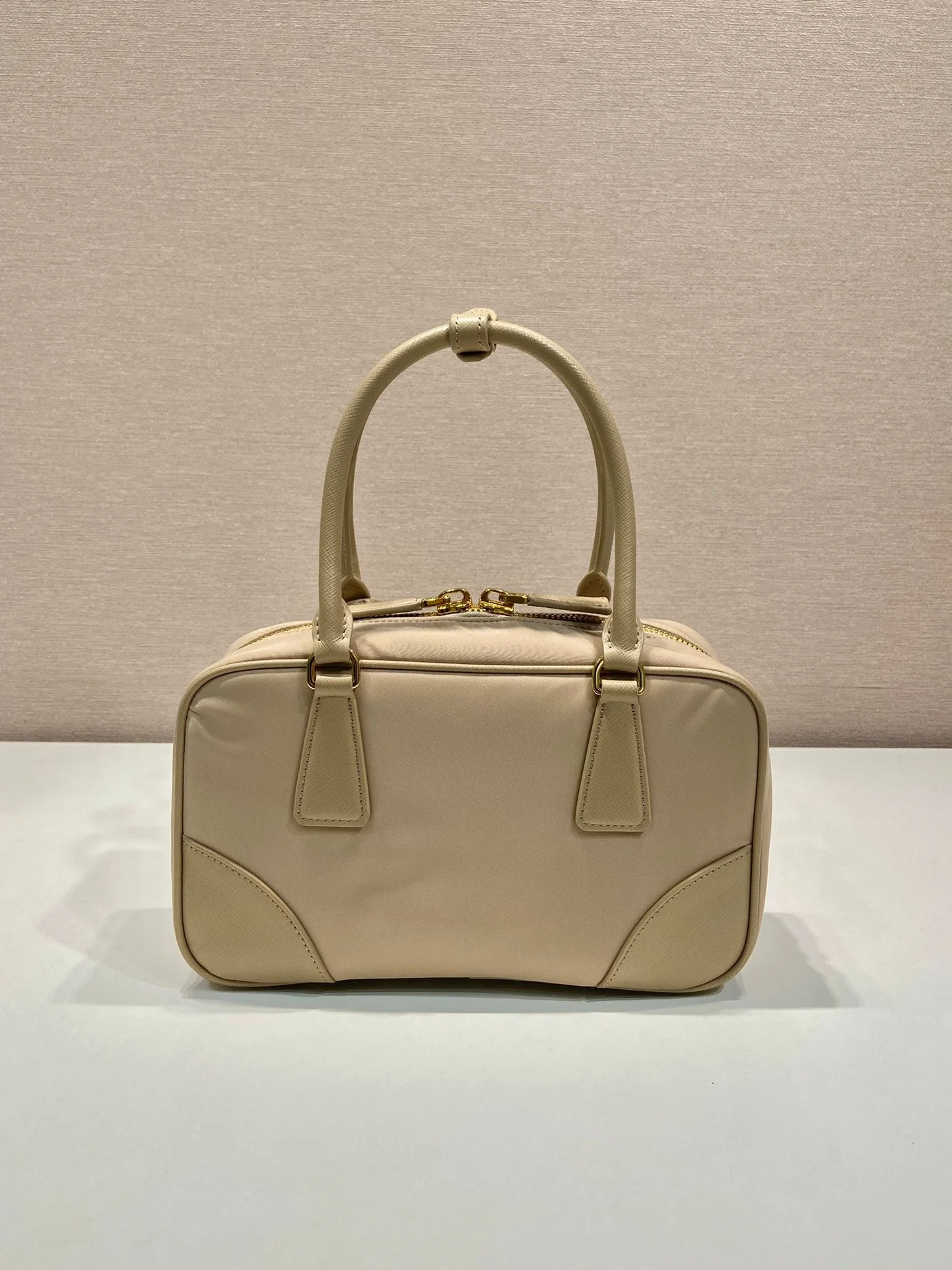 Prada SMALL TOP HANDLE BAG 25 IN DRIED MOSS NYLON AND CALFSKIN TRIM
