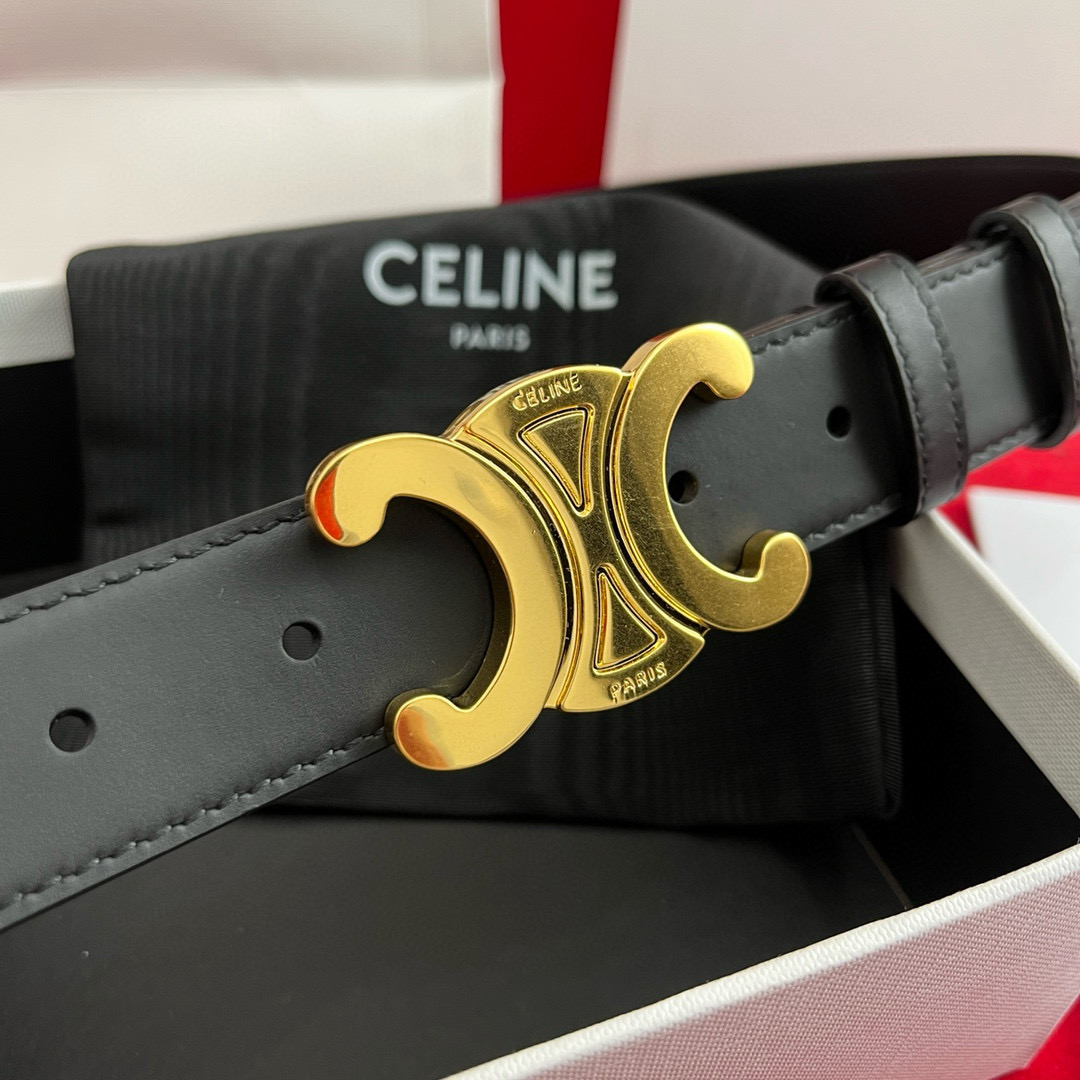 Celine Triomphe Leather Belt 3cm
