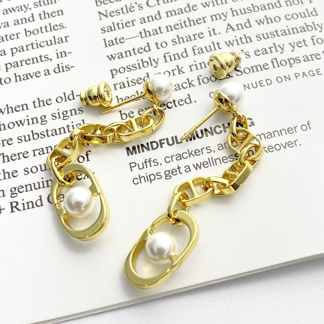 Valentino Pearl Tassel Chain Earrings