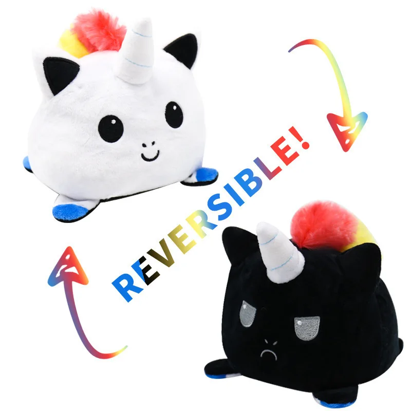 2-in-1 double-sided plush toy flip cat flip turtle flip colorful unicorn cartoon plush toy kawaii gift kids gift Christmas gift
