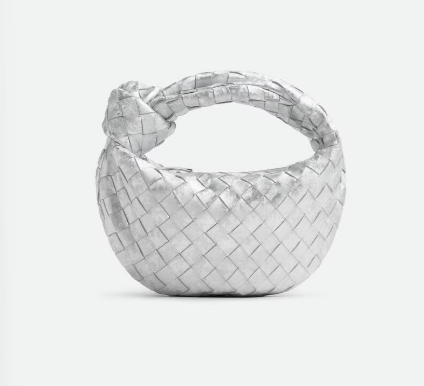 Bottega Veneta Mini Jodie in Silver Intrecciato leather