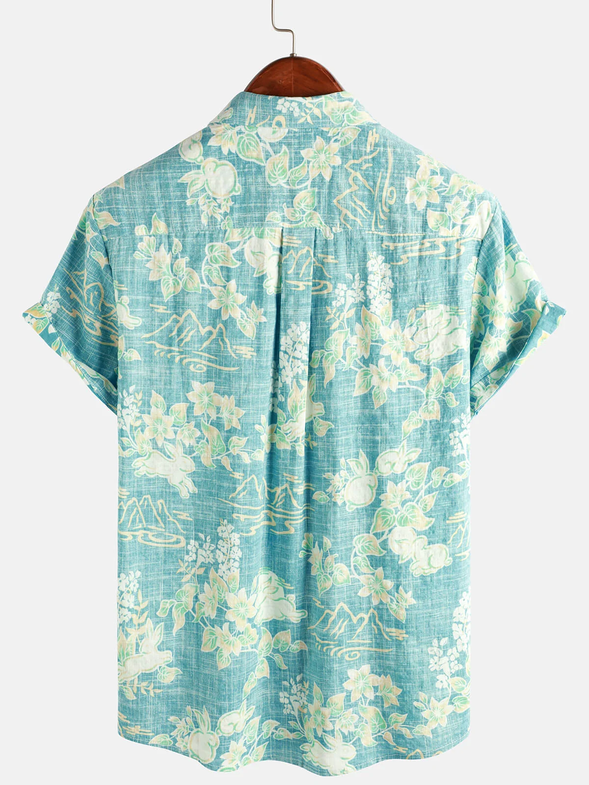 Men's Vintage Tropical Hawaiian Floral Print Button-Up Short Sleeve Shirt