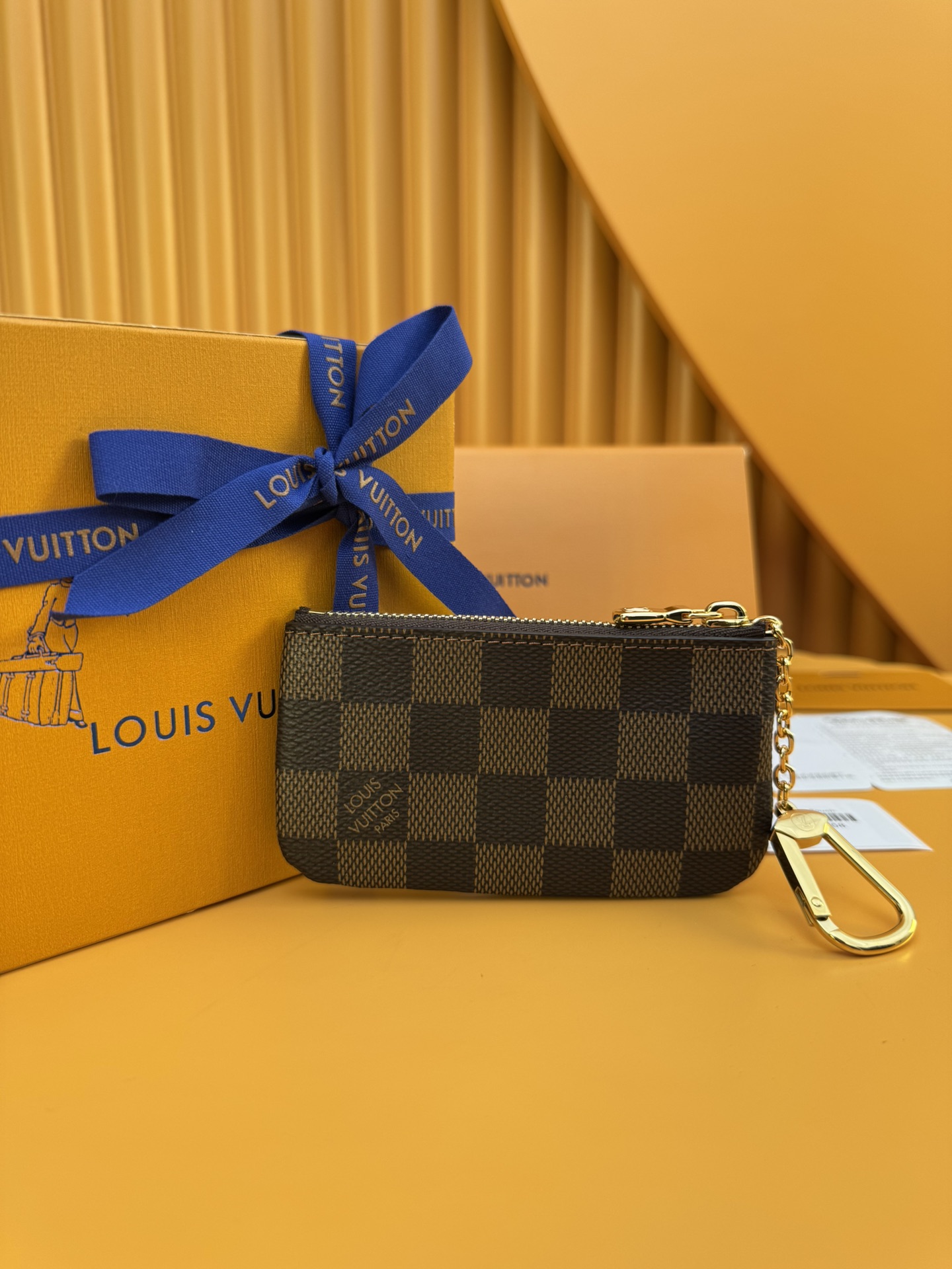 N62658 LV Key Pouch Damier Ebene Canvas