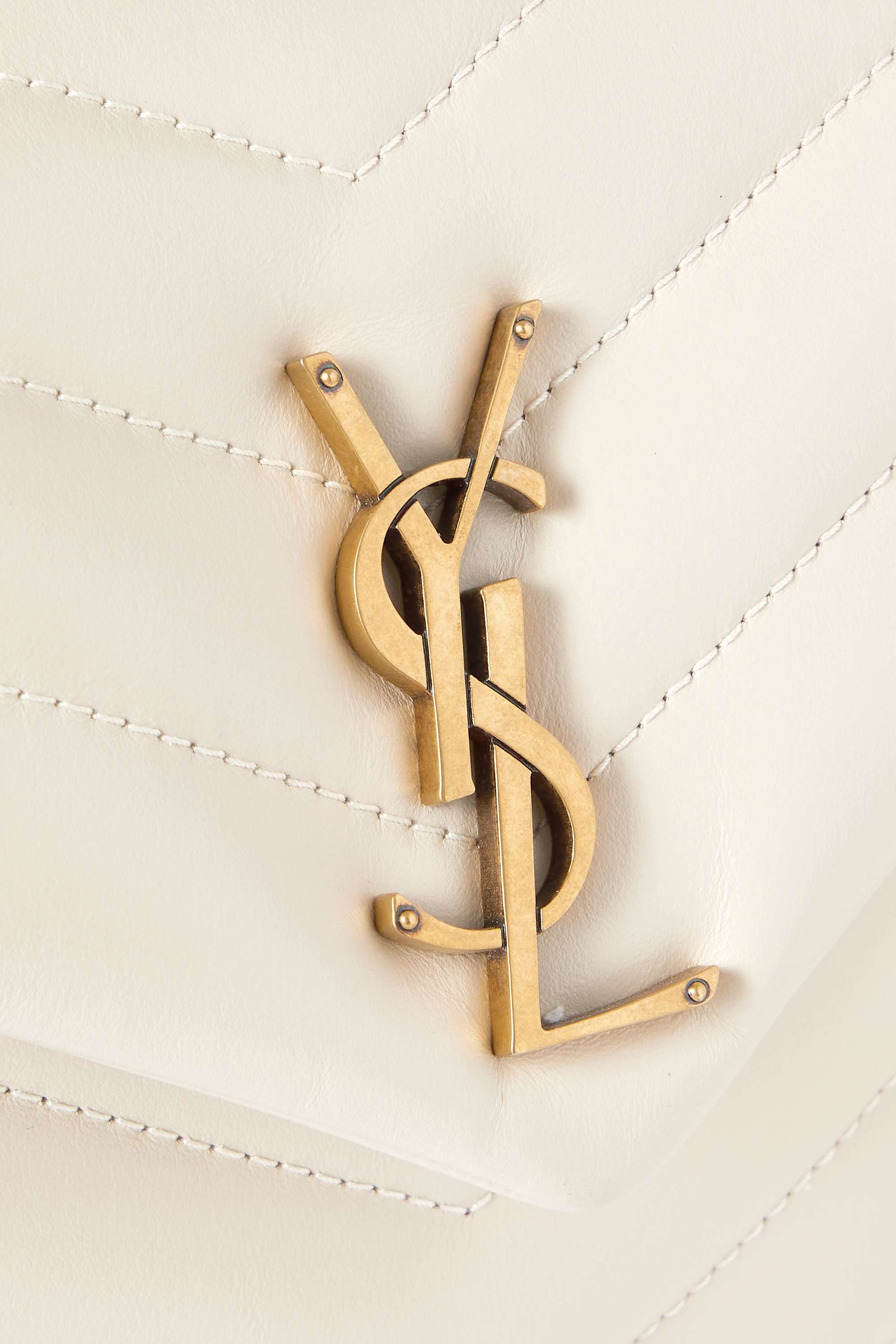 SAINT LAURENT Loulou small quilted leather shoulder bag white