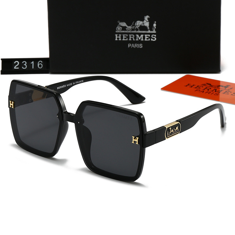 Hermès Gold‑Tone H‑Logo Square Oversized Sunglasses - KAIROO
