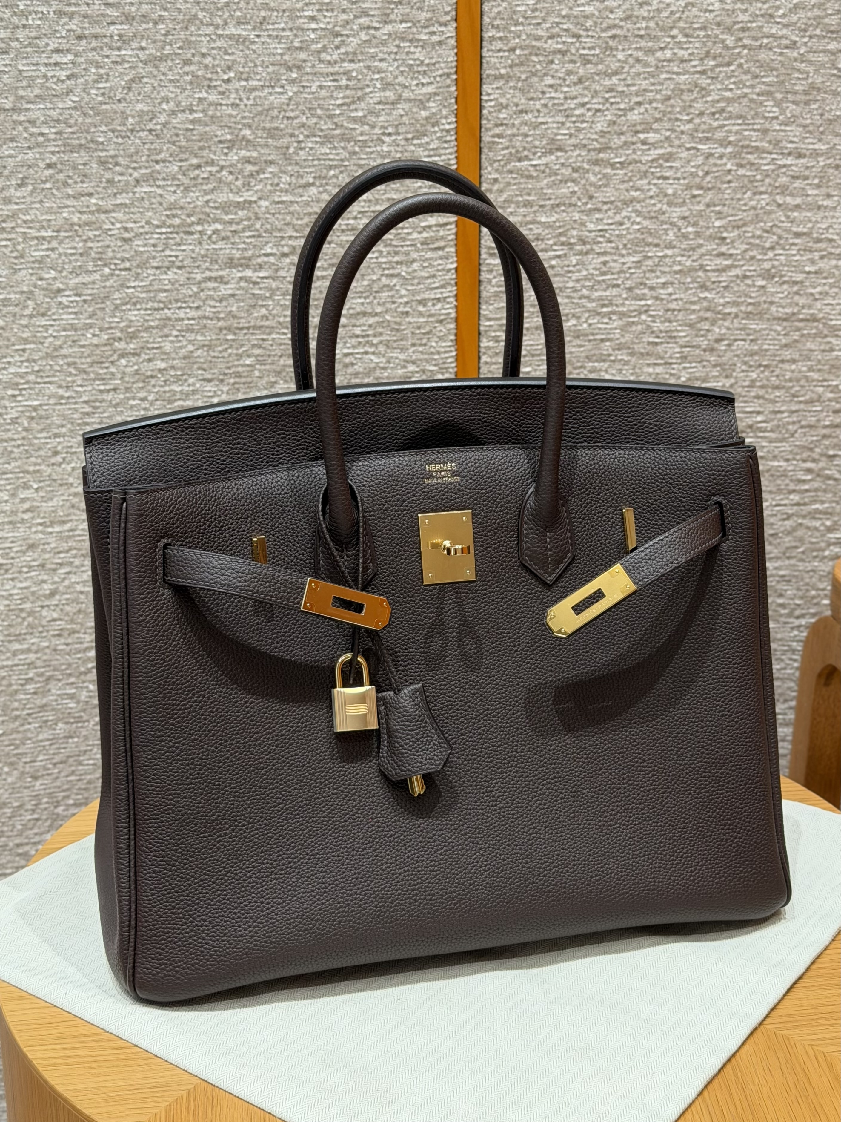 Hermes Chocolate Togo Birkin 35 Bag