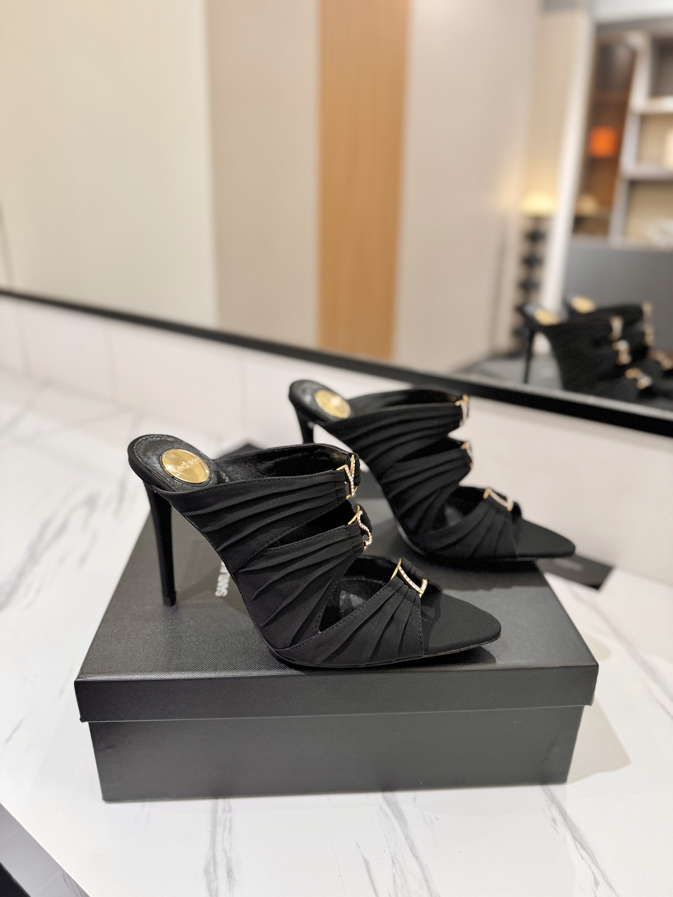 Saint Laurent EMILIE mules in satin crepe