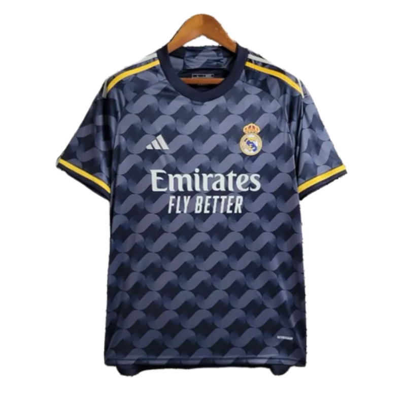 23-24 Real Madrid Away black blue white yellow Soccer Jersey