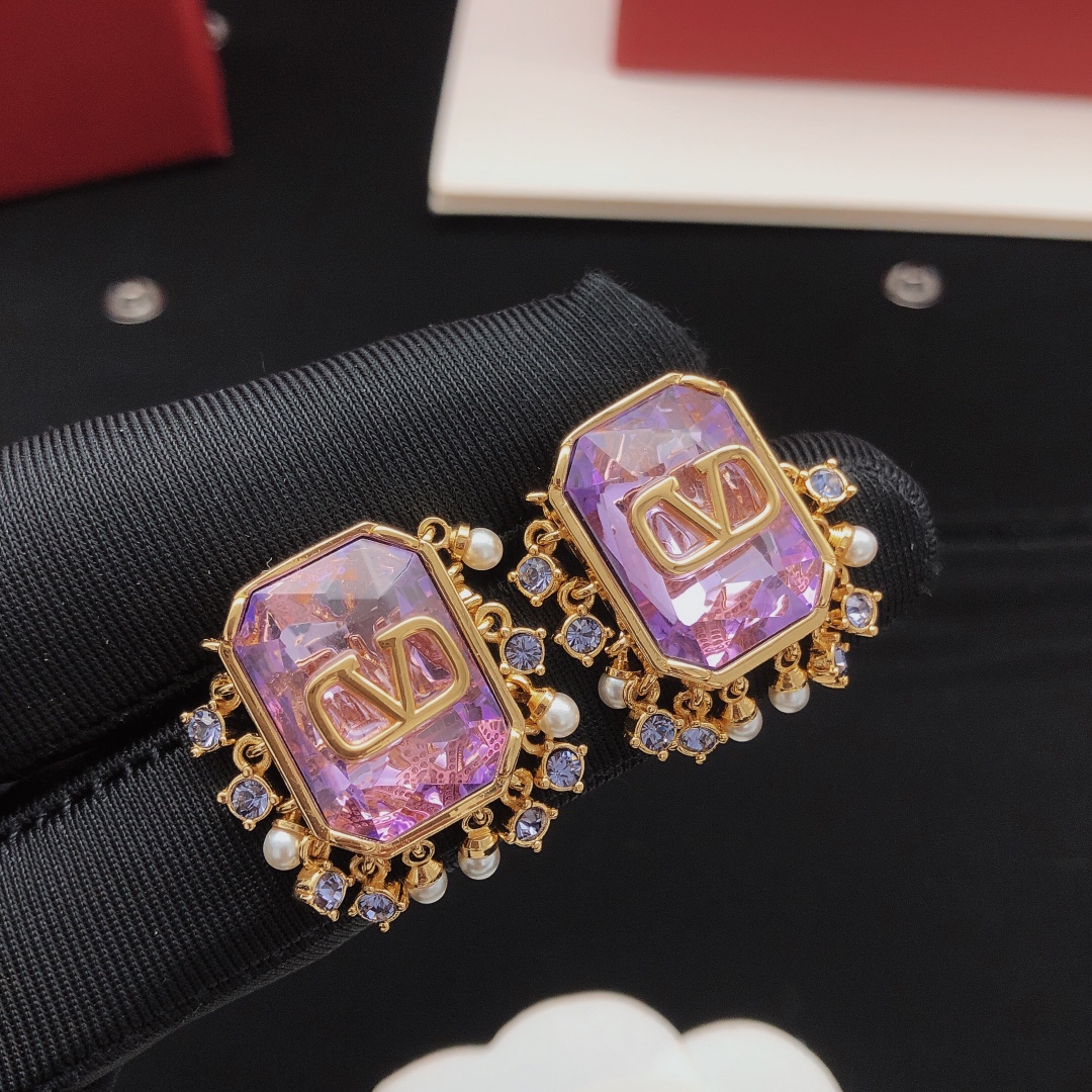 Valentino Purple Crystal Earrings