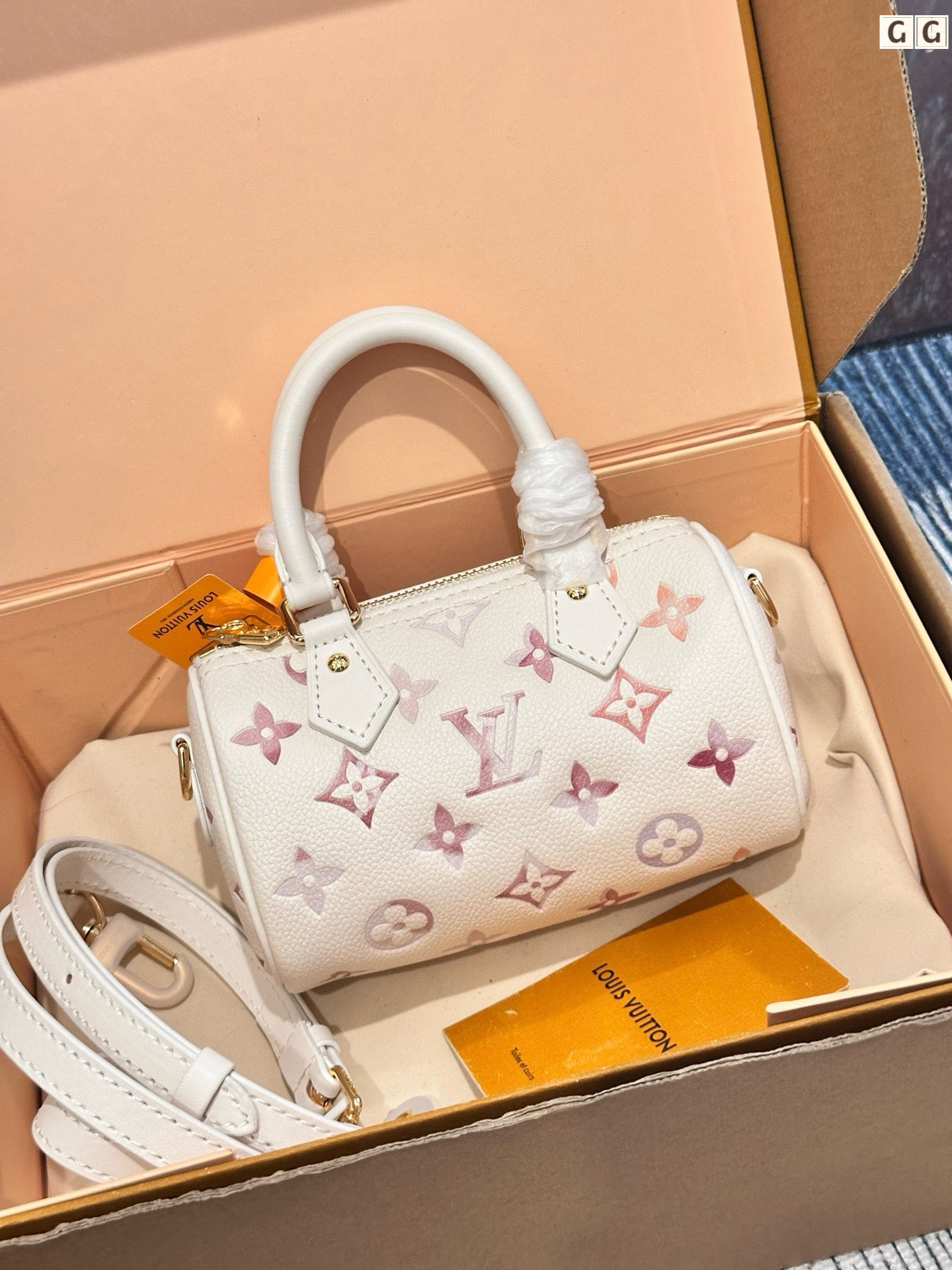 Louis Vuitton LV Speedy Nano 16 Fuchsia Blur Gradient Watercolor Leather Boston Top Handle Bag - KAIROO