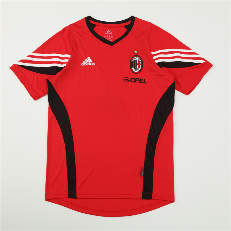 2003/04 AC Milan Retro Short Sleeves Training Jersey - Red