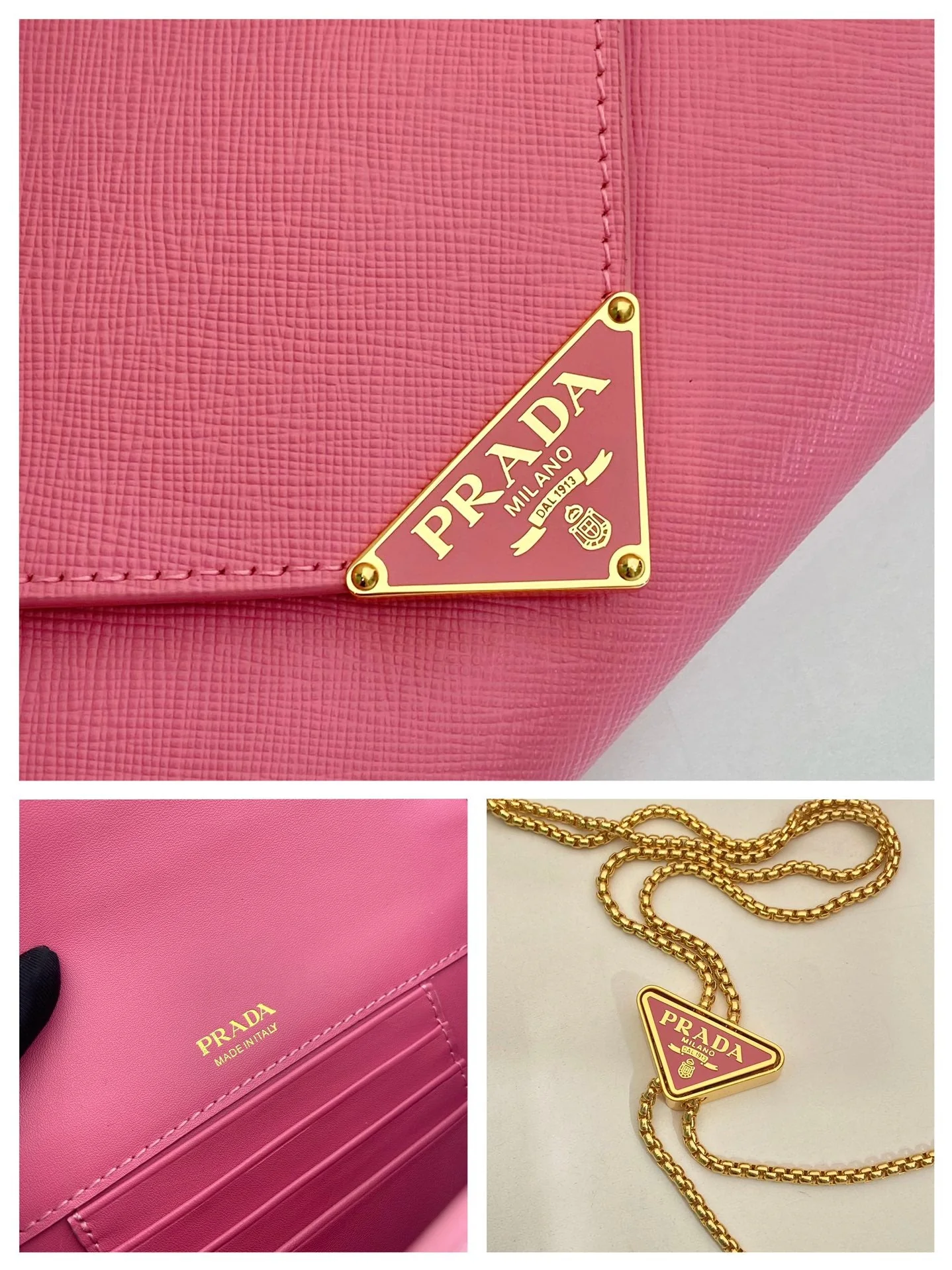 Prada Cross pattern envelope bag pink leather 341153