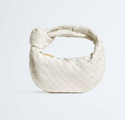 Bottega Veneta Mini Jodie in Chalk Intrecciato leather