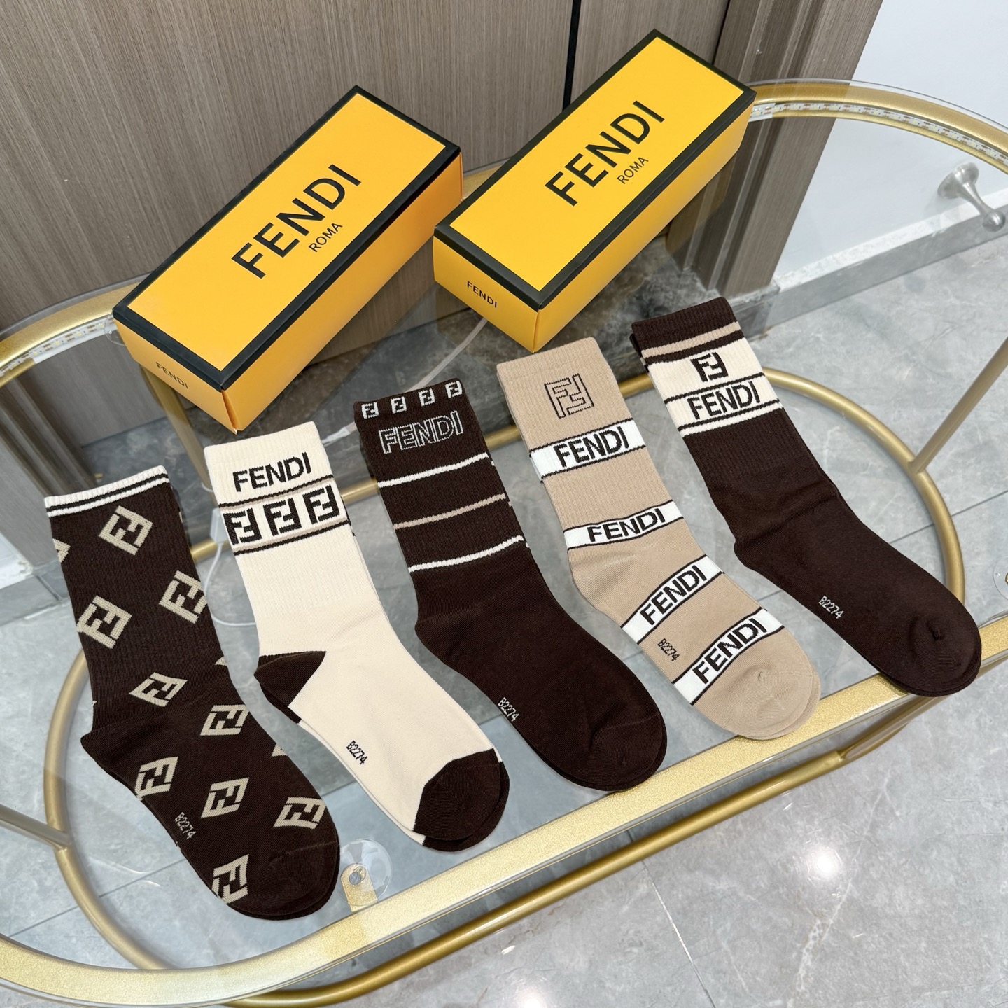 Fendi Cotton Socks ( 5 pairs)