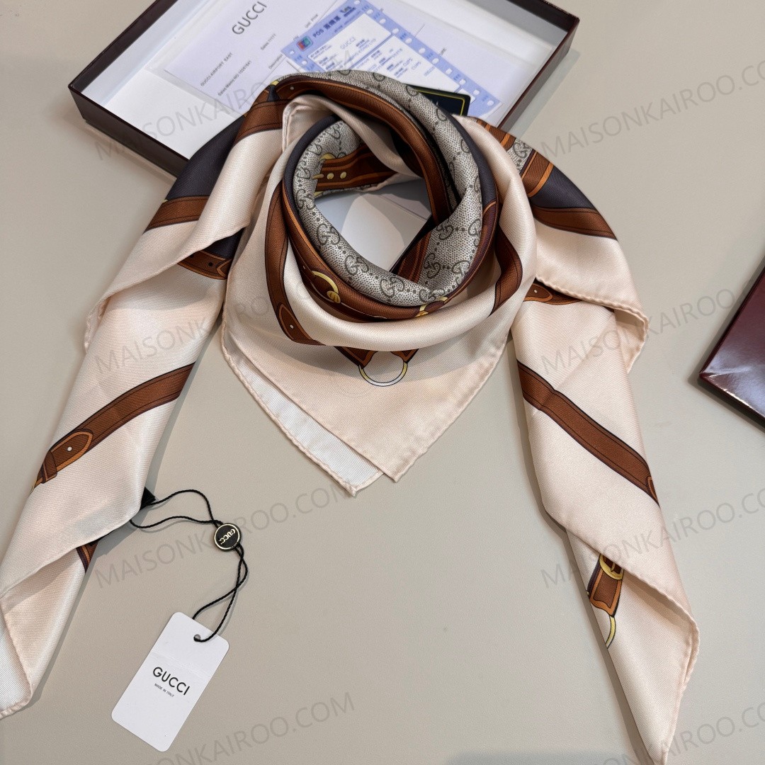 Gucci GG Horsebit Belt 90 Silk Scarf - KAIROO