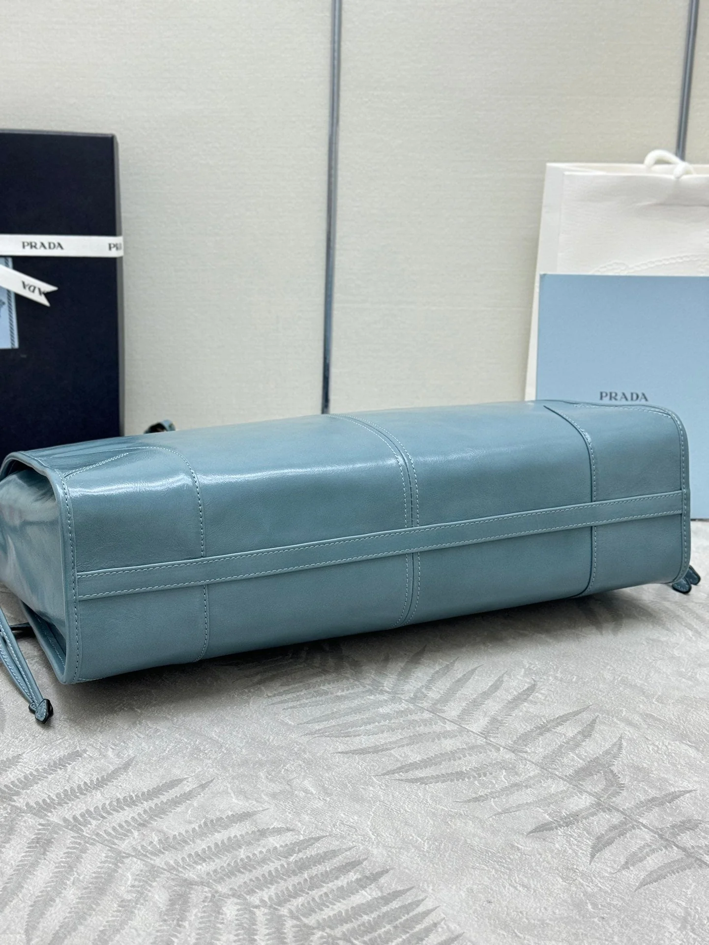 Prada Bonnie Extra-Large 42cm Blue Gray Calfskin