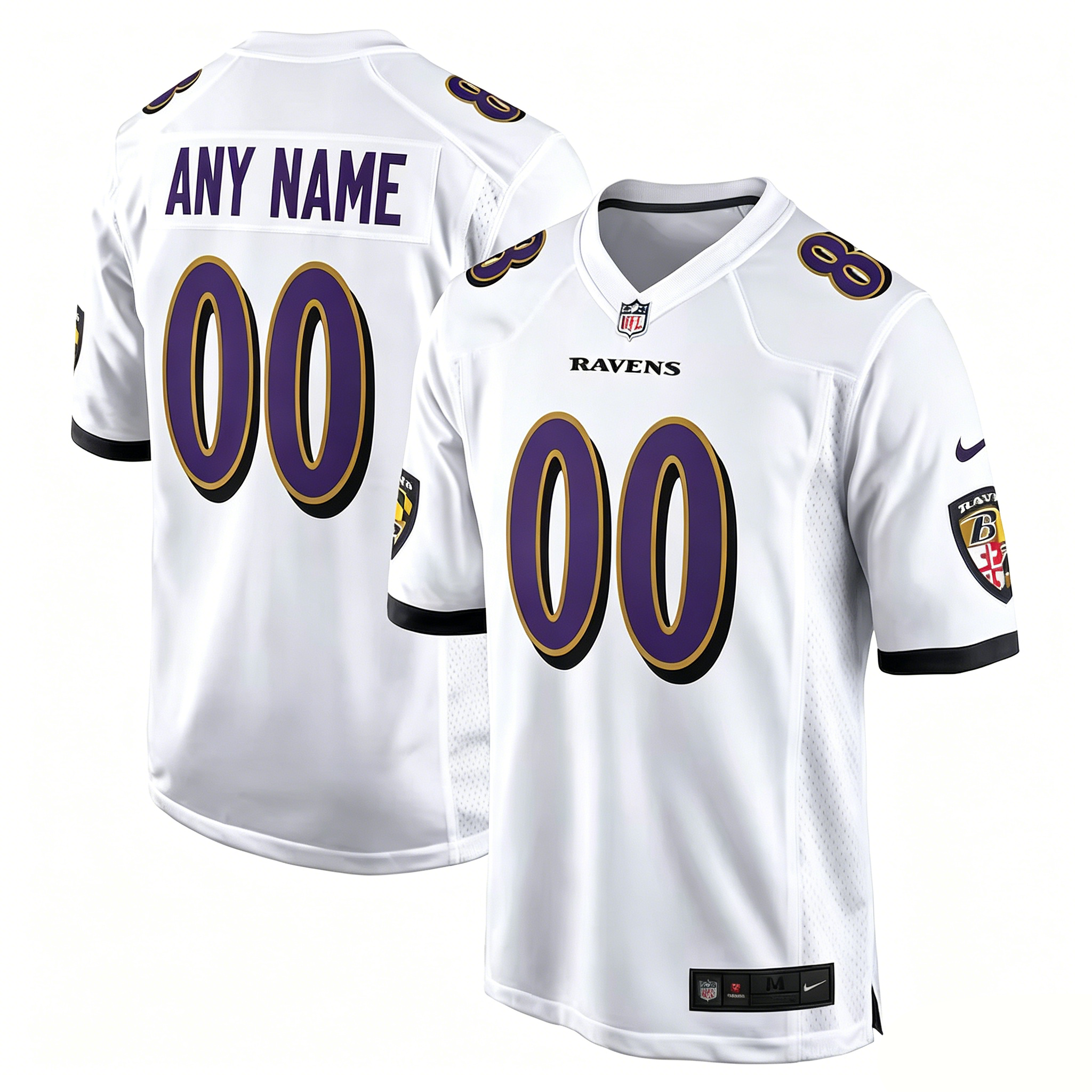Baltimore Ravens Nike Purple Black White Vapor Home and Away Elite Custom Jersey