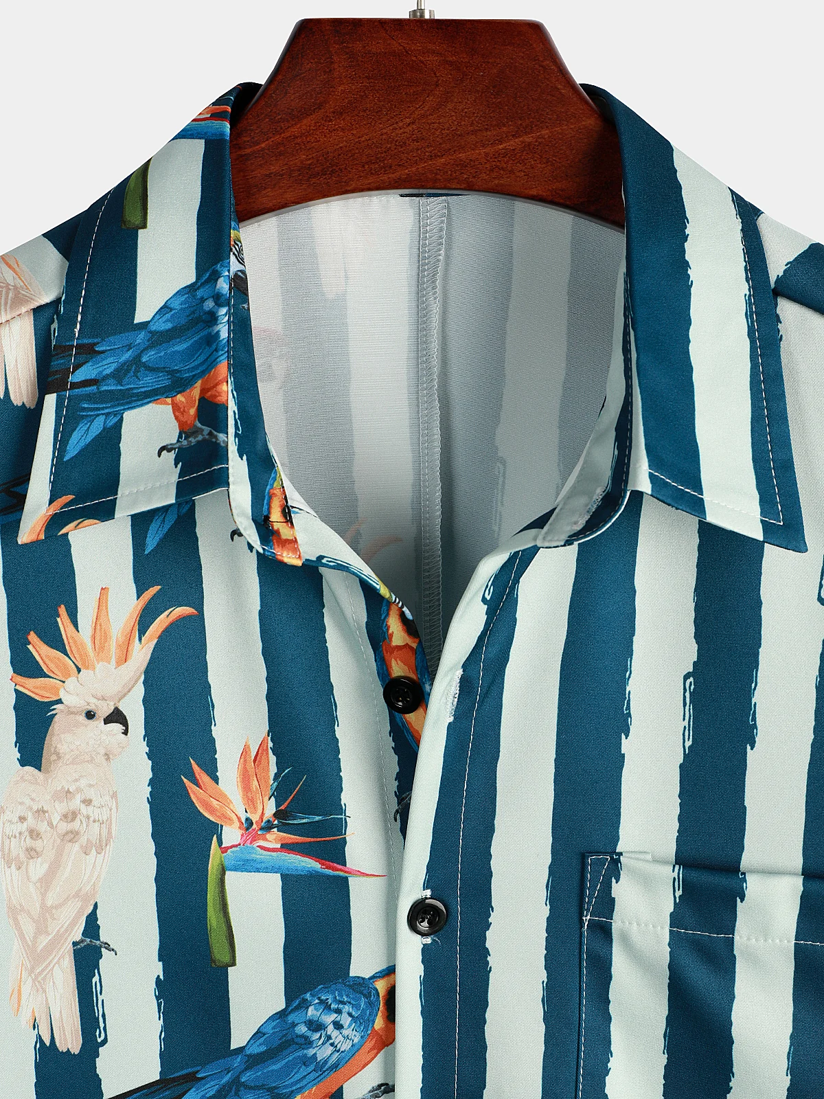Men's Parrot Print Hawaiian Short Sleeve Shirt
