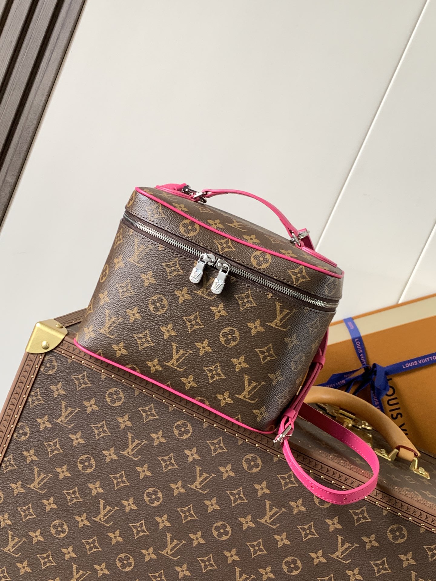 【10A】Louis Vuitton LV BB Nice Vanity Case Box Colored Trim Monogram Coated Canvas Shoulder Top Handle Bag - KAIROO