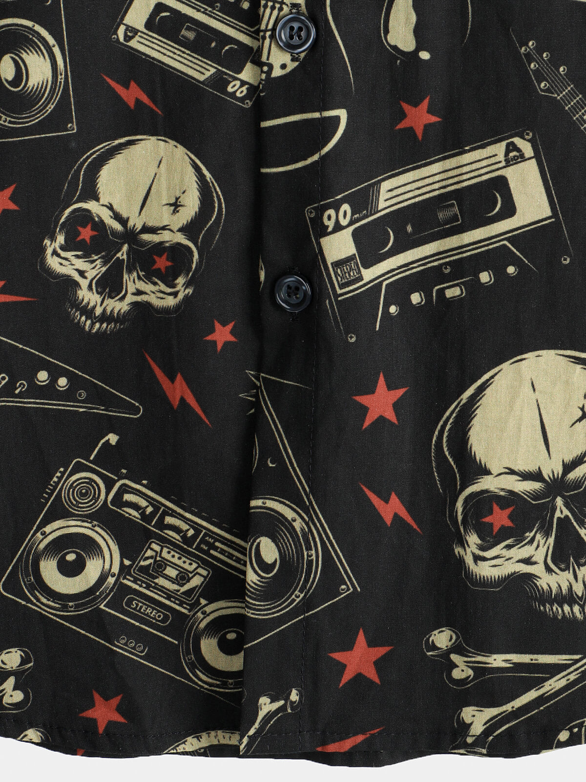 Men's Skull Music Punk Rock and Roll Hawaiian Shirt