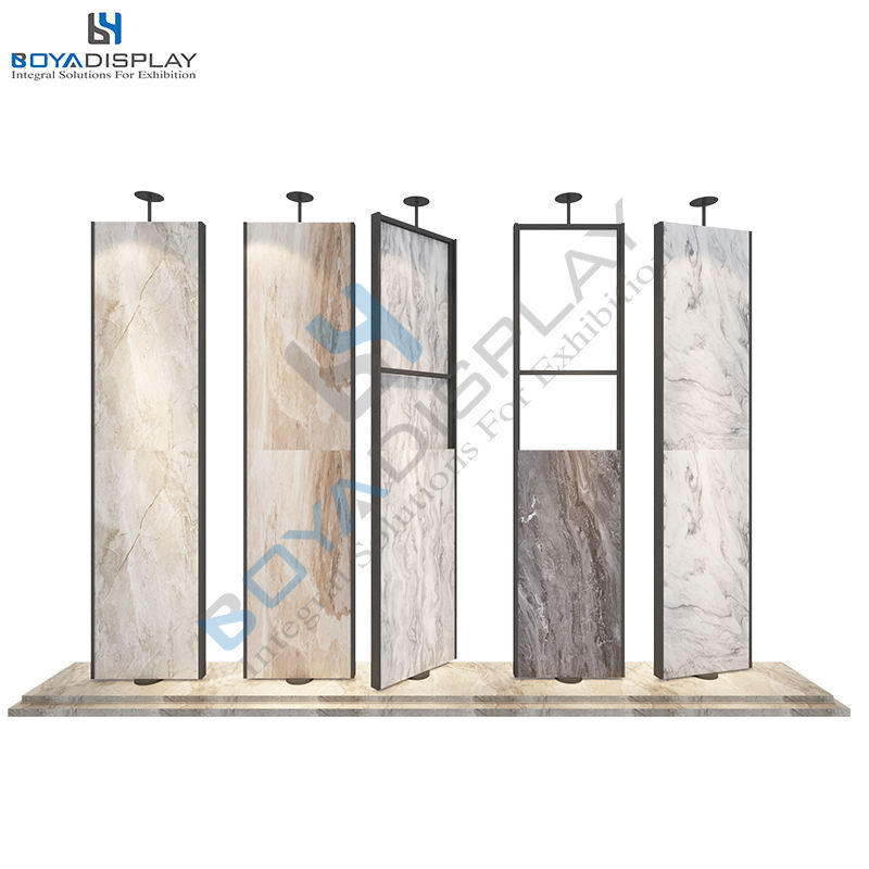 China Manufacturer Custom Height Metal Rotating Ceramic Tile Stone Wood Flooring Showroom Display Rack