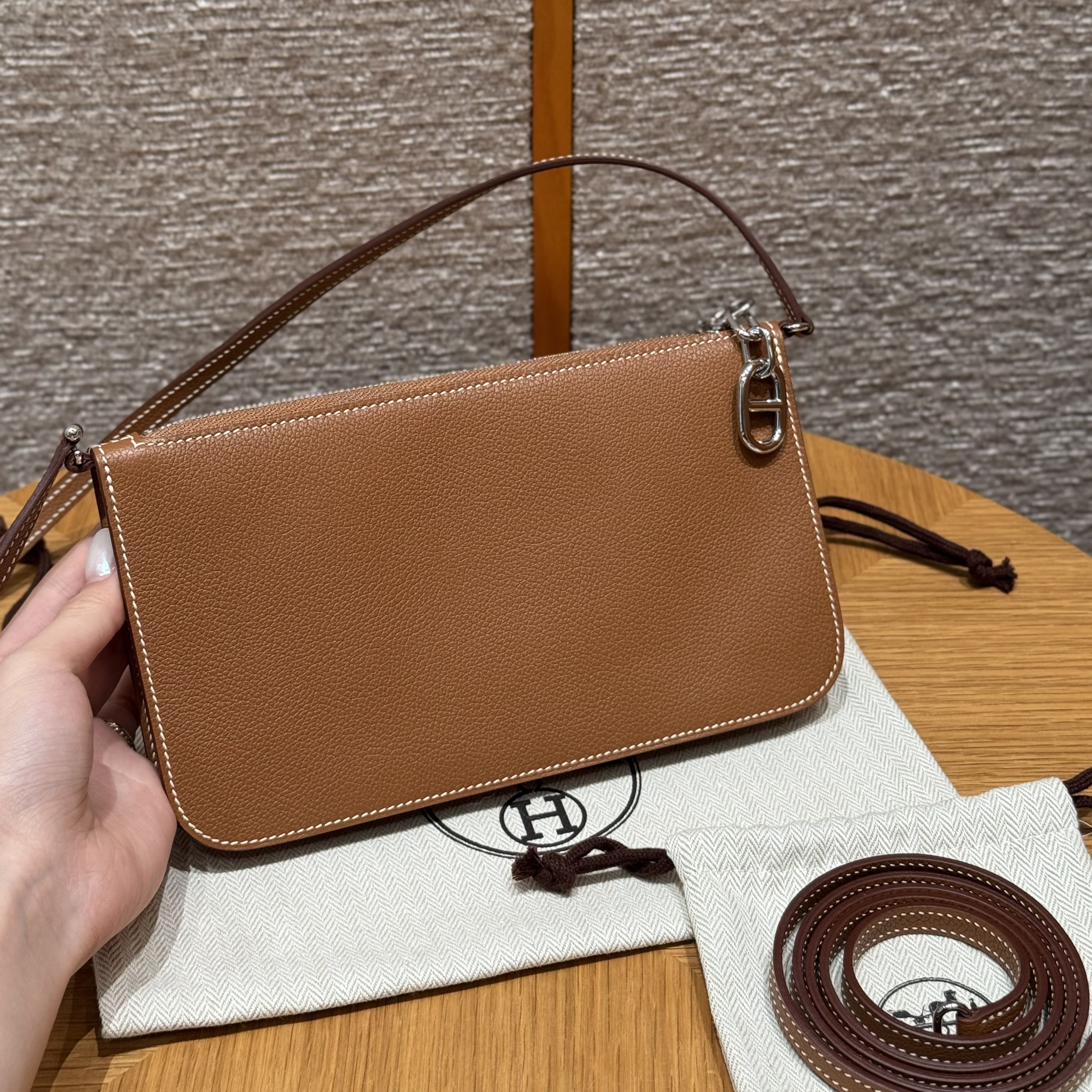 Hermes Gold Evercolor Zipengo Chaine d'Ancre To Go pouch