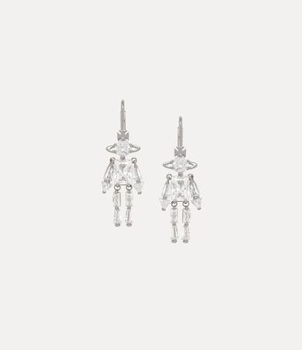 2026 New Silver-Tone Crystal Robot Drop Earrings, Quirky Figure Design, Edgy Statement Jewelry for Party Wear