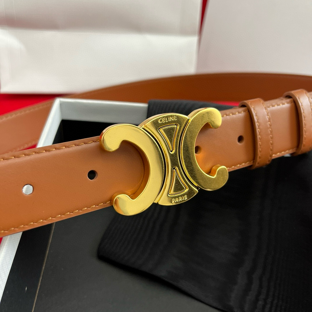 Celine Triomphe Leather Belt 3cm
