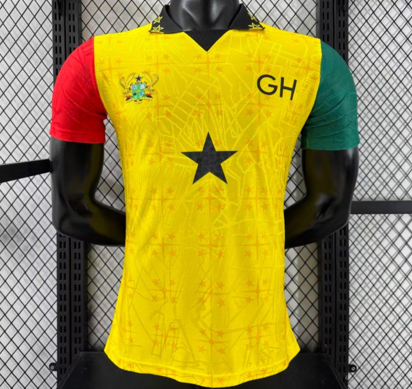 Player Version 2026 Ghana White with Black Star and Yellow Sleeves Jersey S-2XL