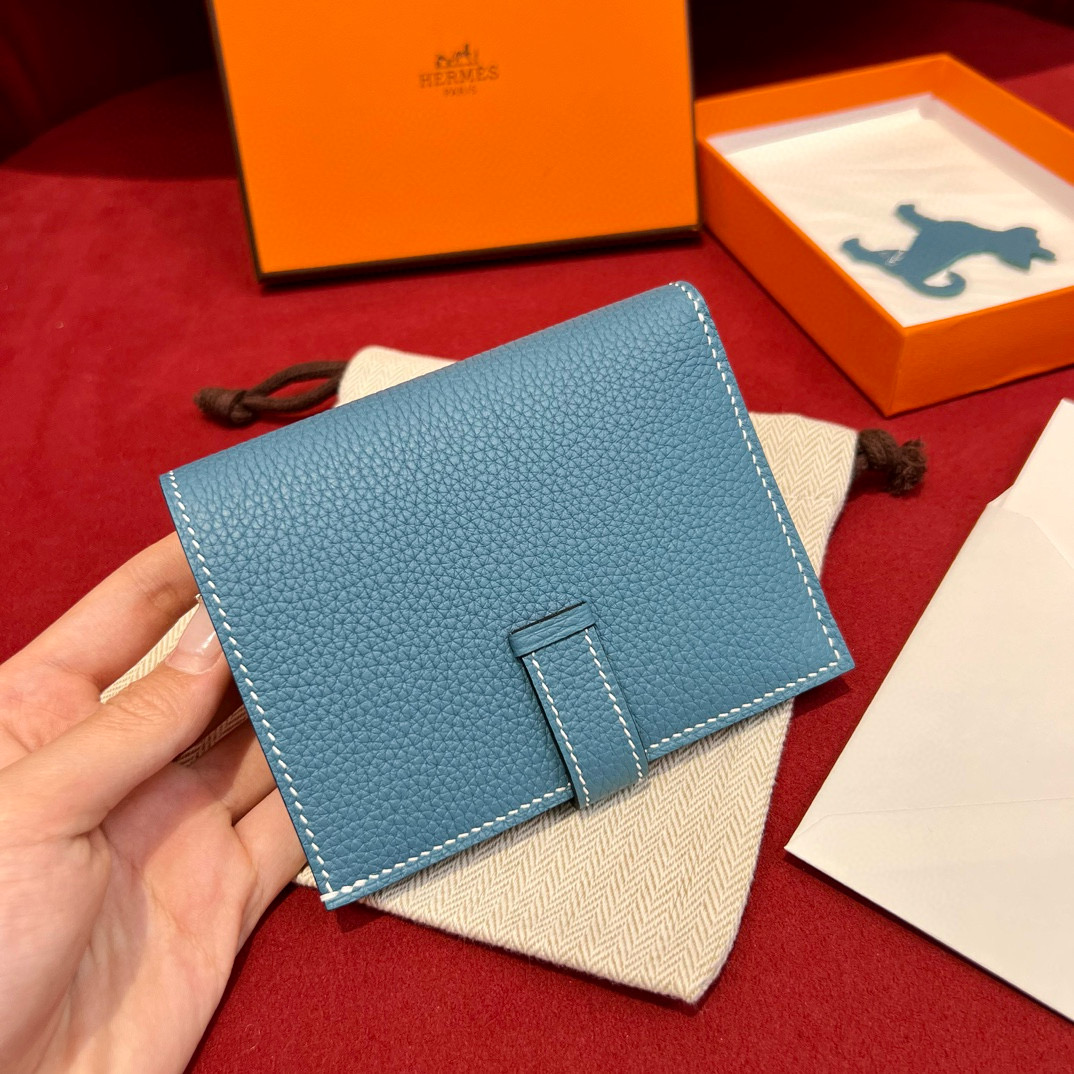 Hermes Blue Jean Epsom Bearn Compact wallet