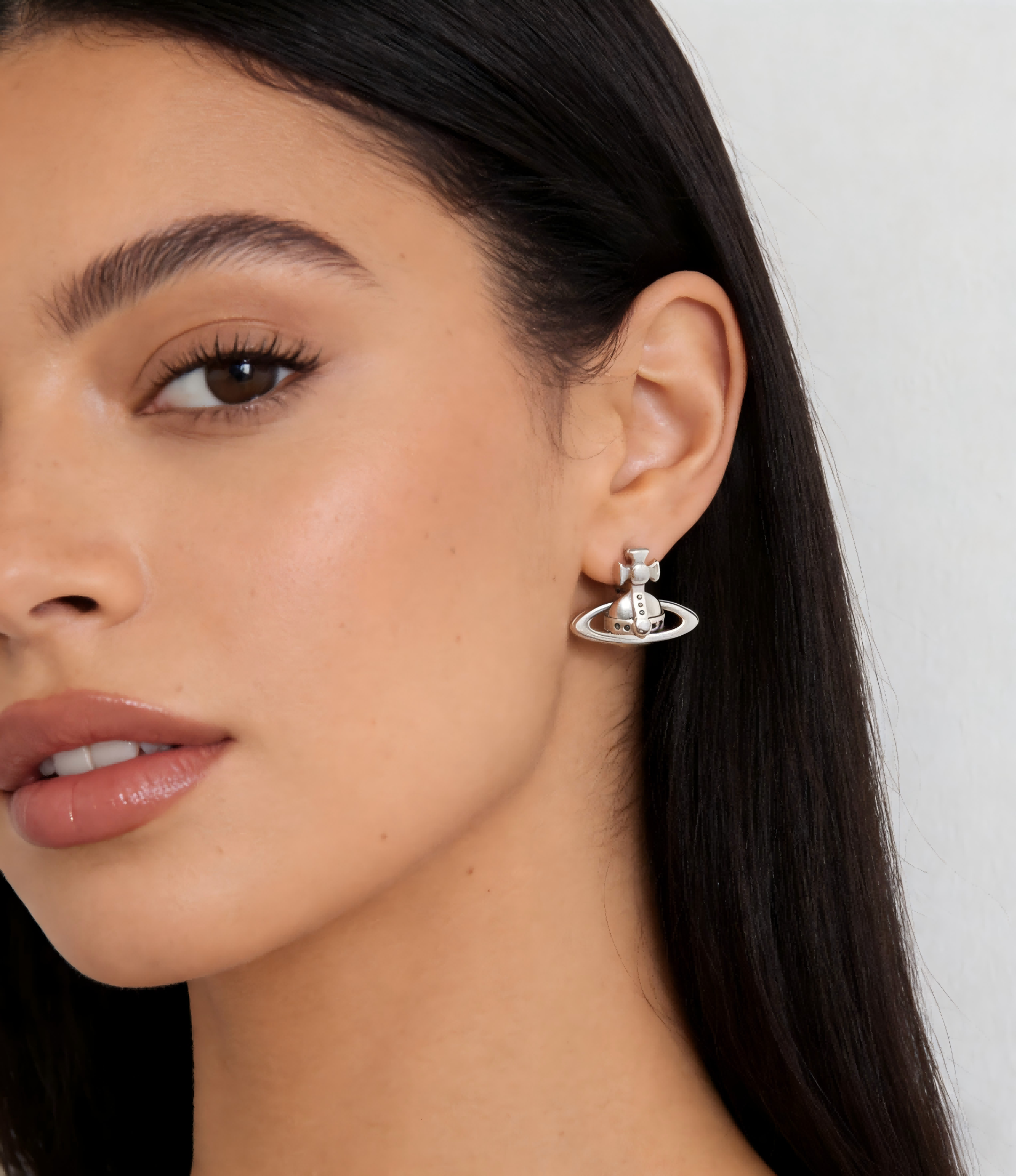 2026 New Vivienne Westwood Silver Tone Mini Orb Stud Earrings for Women, Trendy Y2K Aesthetic Minimalist Jewelry, Perfect for Daily & Office Wear