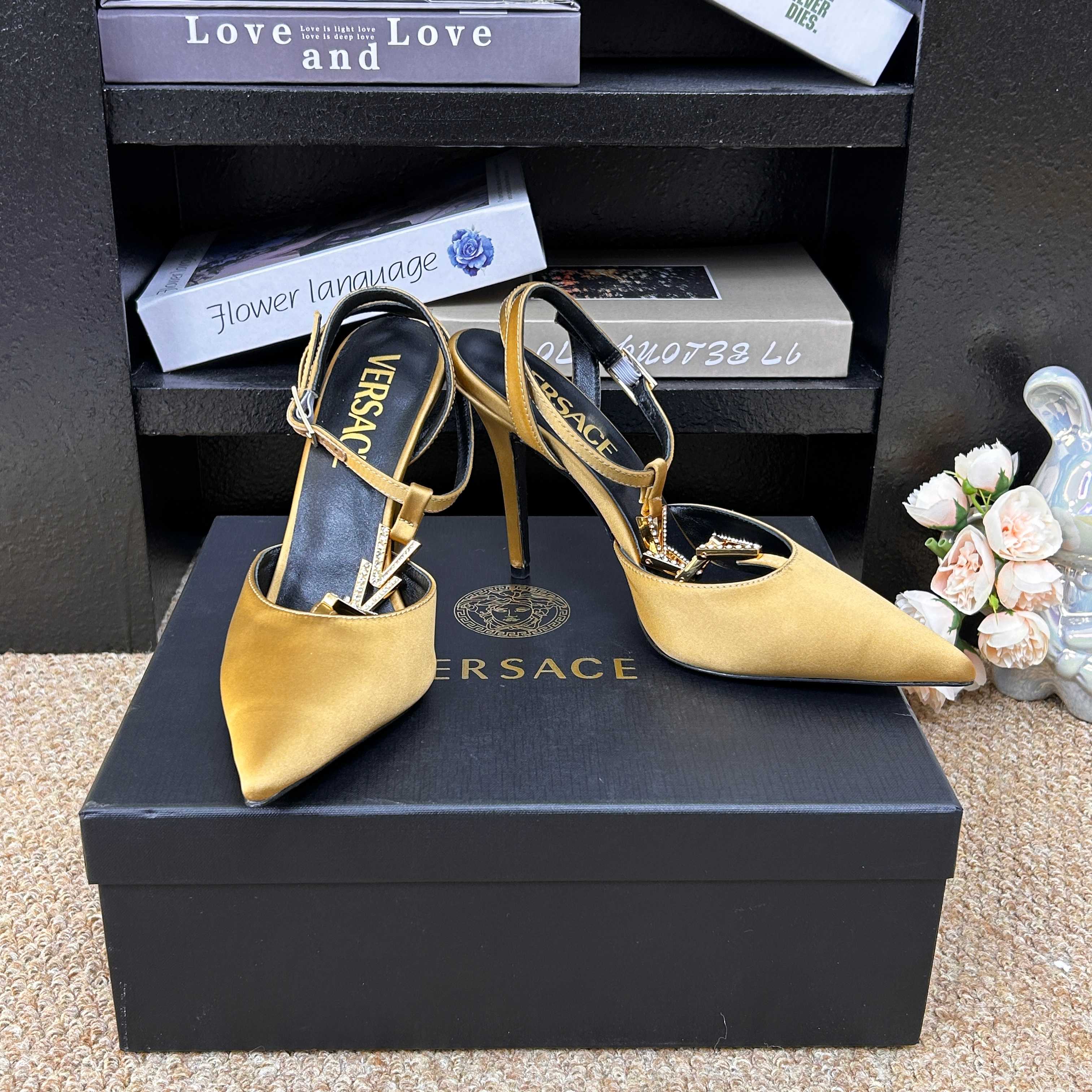 Versace Gianni Ribbon Satin Slingback Pump