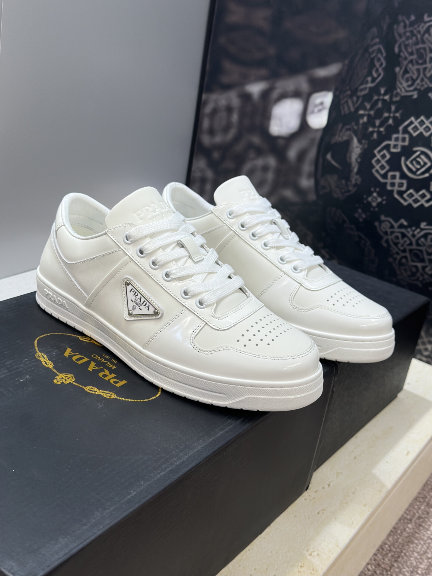 Prada Classic Unisex Leather Sneakers