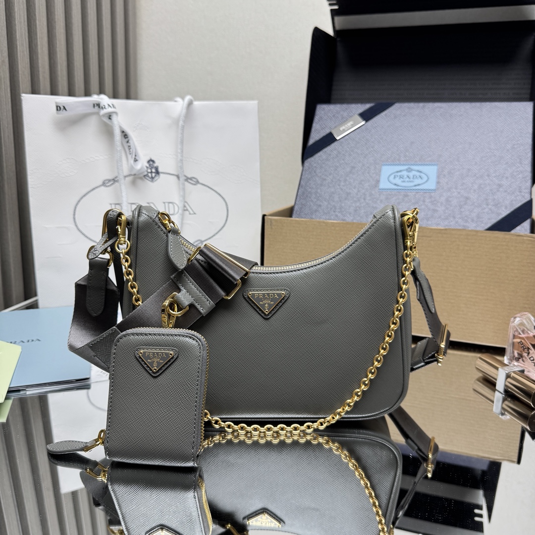 Prada Re-Edition 2005 Saffiano leather bag-Grey 1BH204