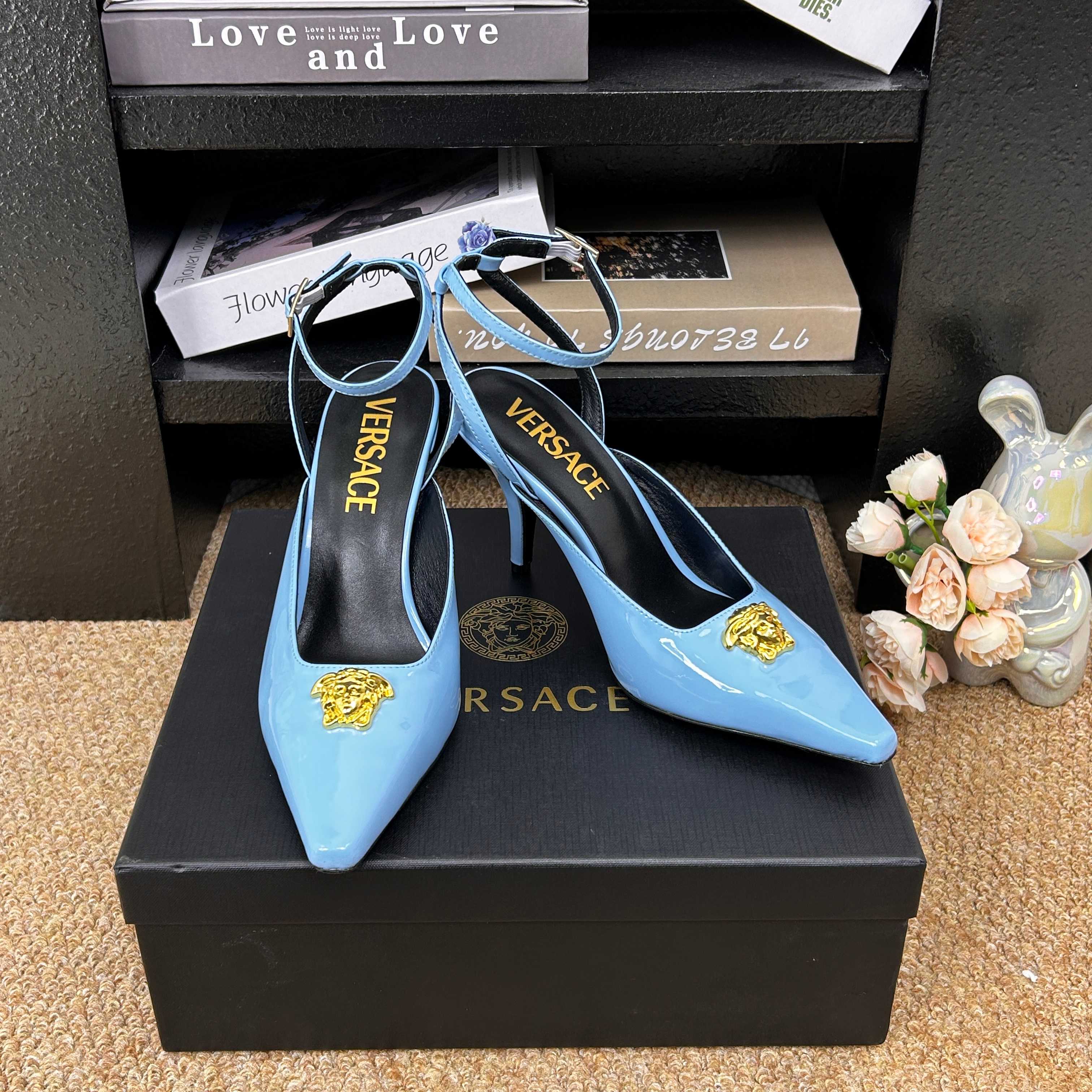 Versace Shiny Leather Slingback Pump