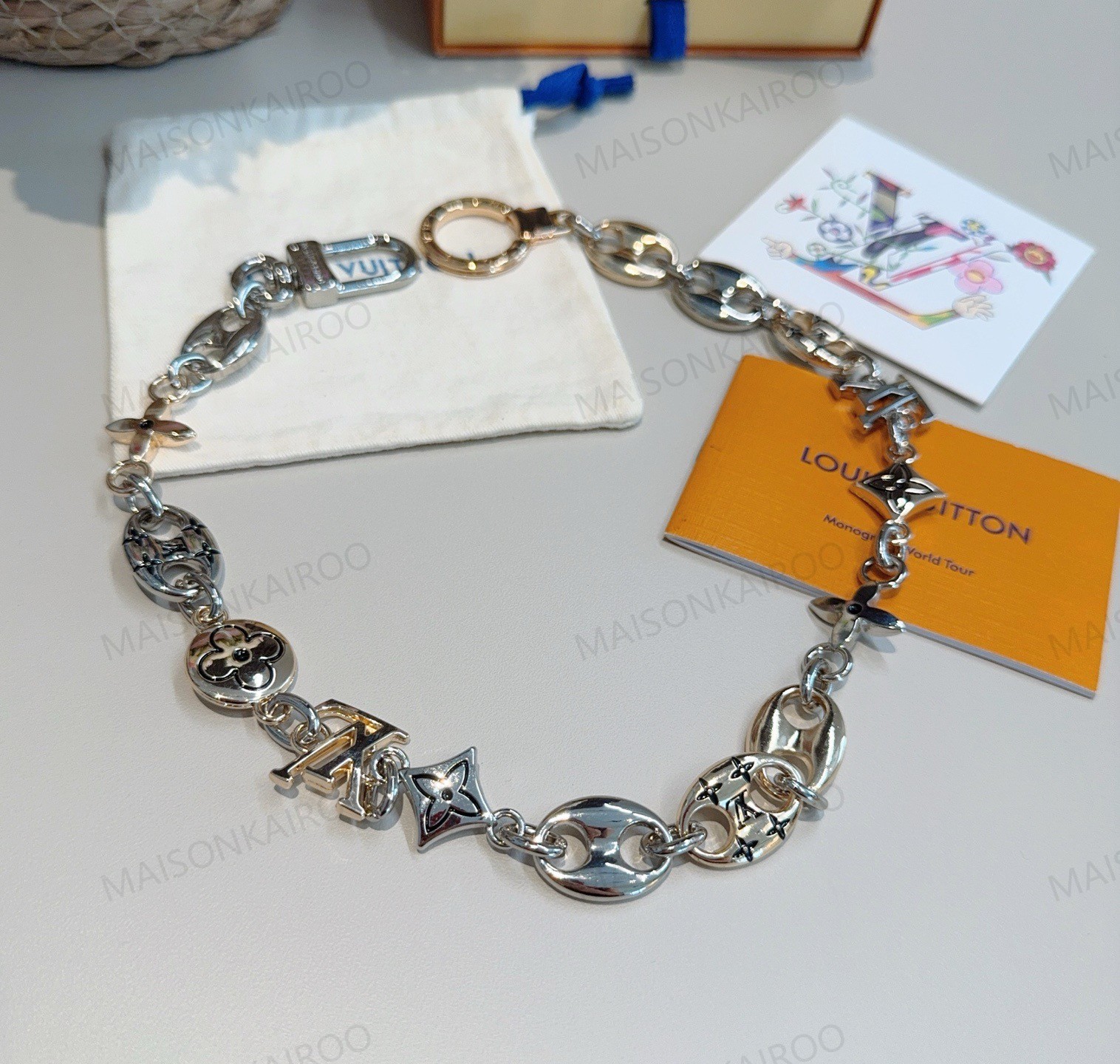 Louis Vuitton LV Two-Tone Mixed Link Chain Bag Charm - KAIROO