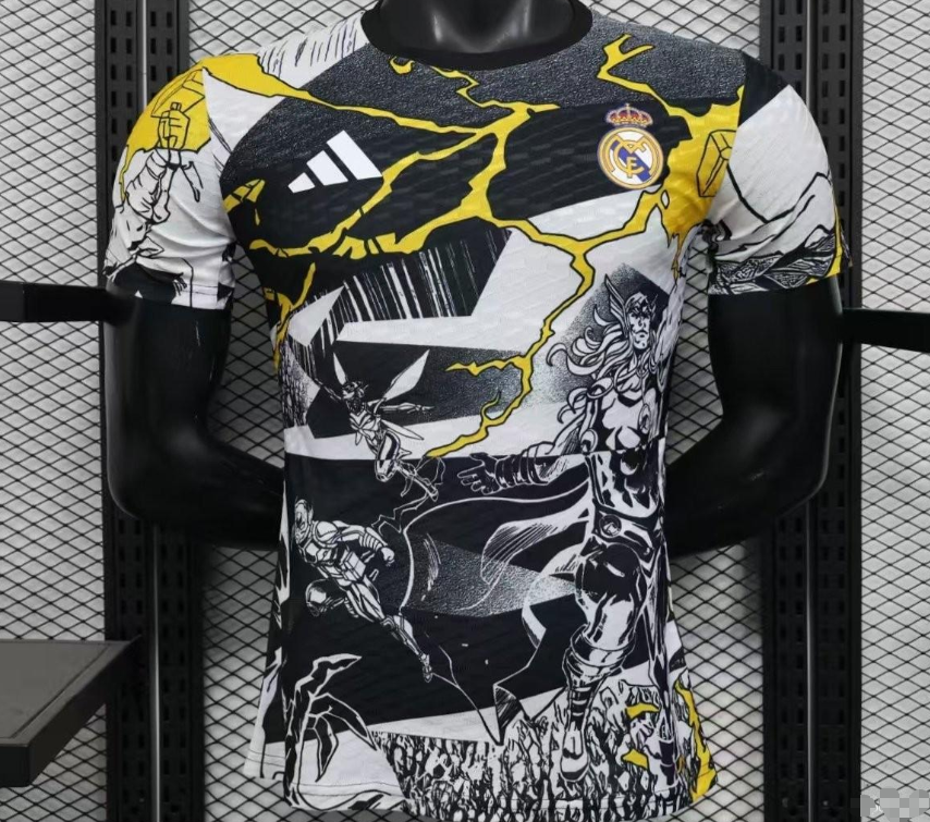 Player Version 25/26 Real Madrid Avengers White Pre-Match Jersey S-2XL