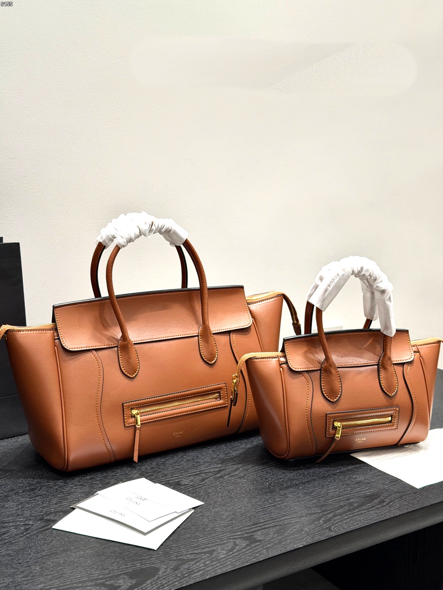 Celine Large& Nano Tie Horizontal Luggage Drummed Leather Robot Face Winged Tote Bag - KAIROO